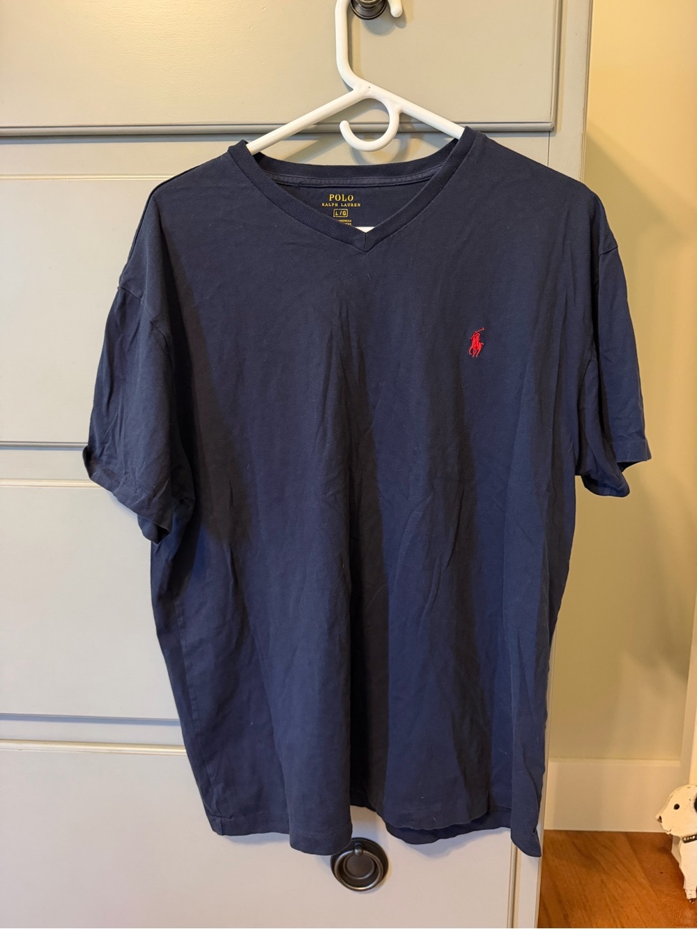 Polo by Ralph Lauren Navy V-Neck Tee with Red Pony Logo
